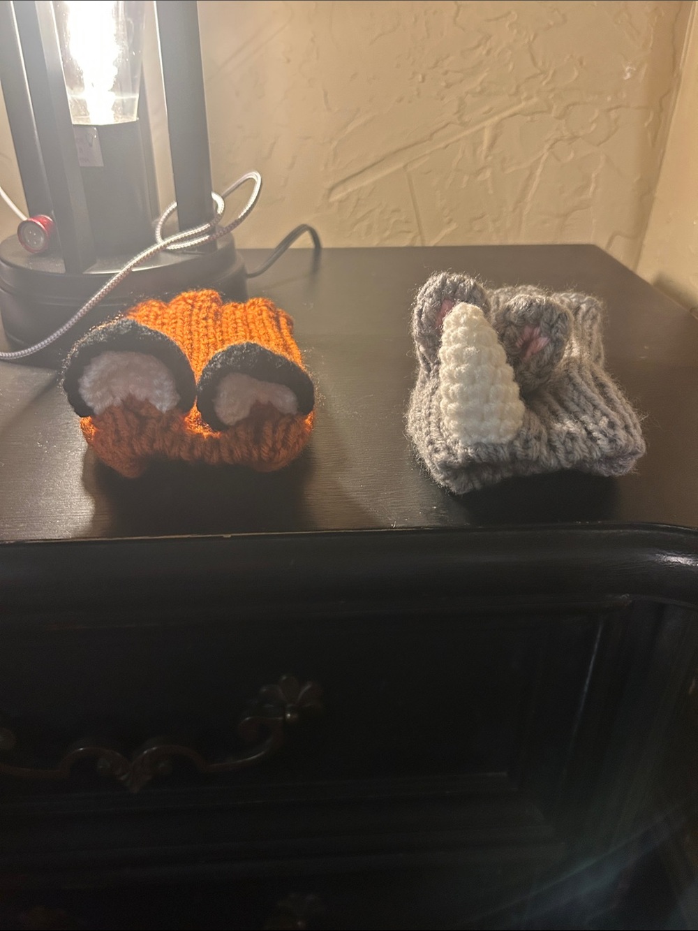 Handmade Orange Fox and Gray rhinoceros Knit Dog costume